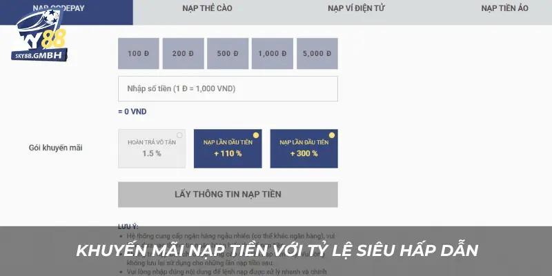 Khuyến Mãi Nạp Tiền Sky88 – Nhận Thưởng Hấp Dẫn Ngay 2 Khuyến mãi nạp tiền Sky88 với tỷ lệ siêu hấp dẫn